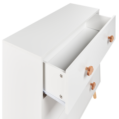 CloudNest 3-Drawer Chest White MDF Pine Wood Legs Cloud-Shaped Handles