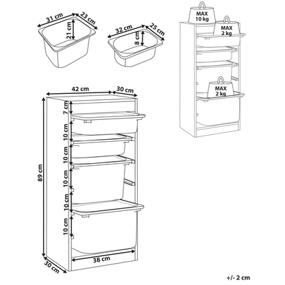 Kids Shelf With 4 Drawers White