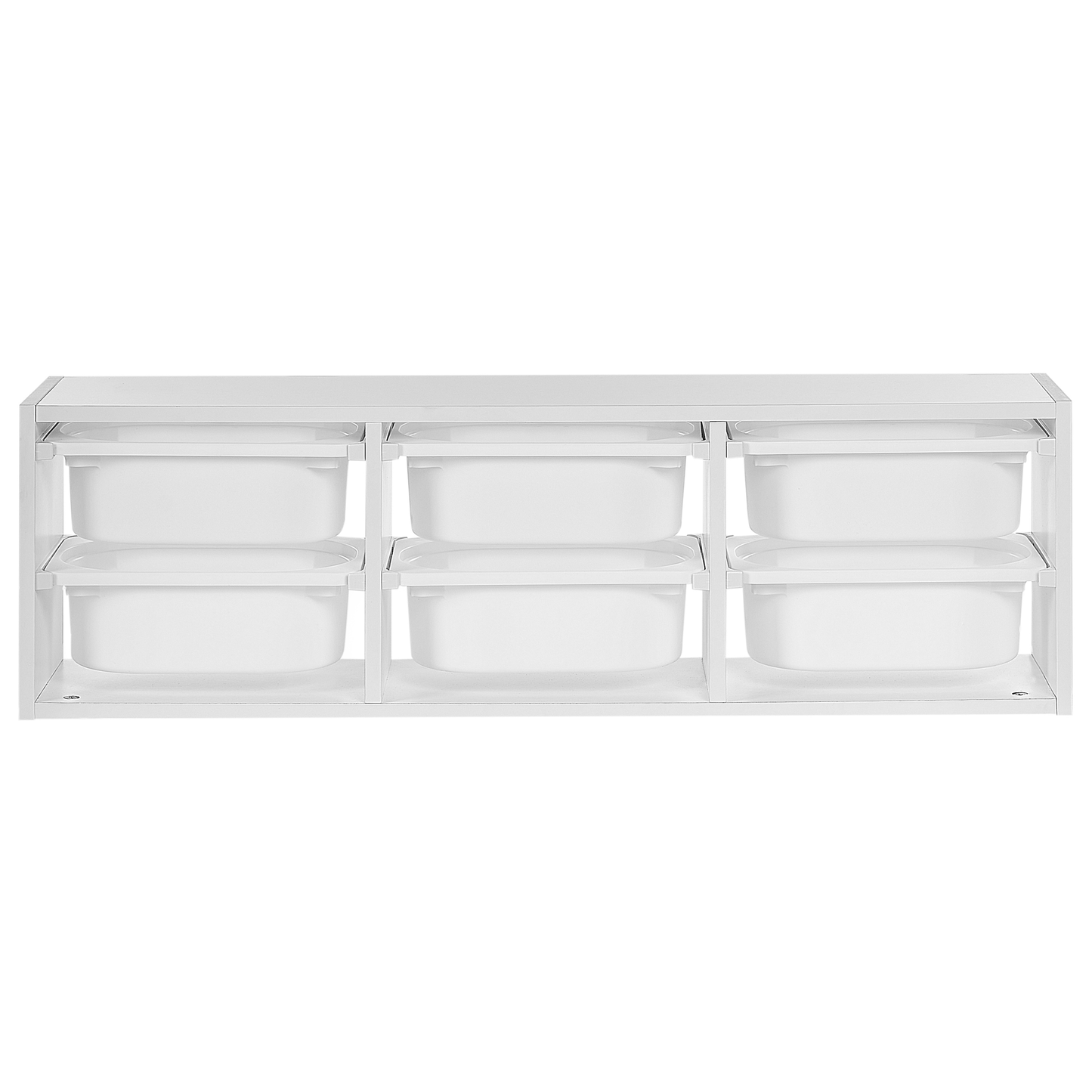 Wall Shelf With 6 Storage Boxes White