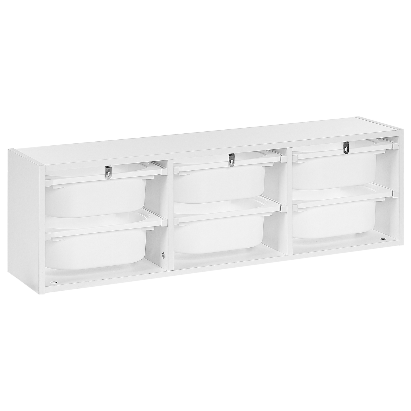 Wall Shelf With 6 Storage Boxes White