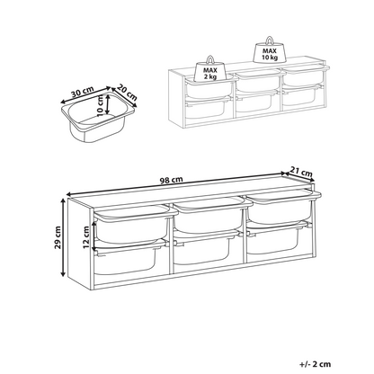 Wall Shelf With 6 Storage Boxes White