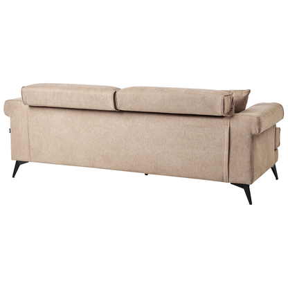 Modern Sofa Set 2 And 3 Seater Light Brown Fabric With Adjustable Headrests