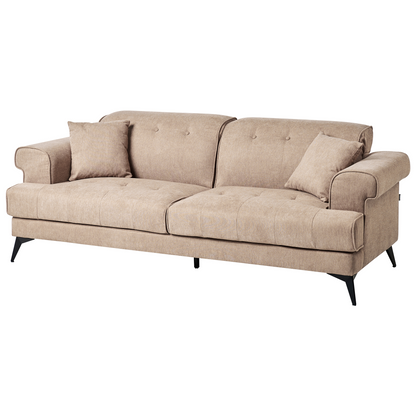 Modern Sofa Set 2 And 3 Seater Light Brown Fabric With Adjustable Headrests