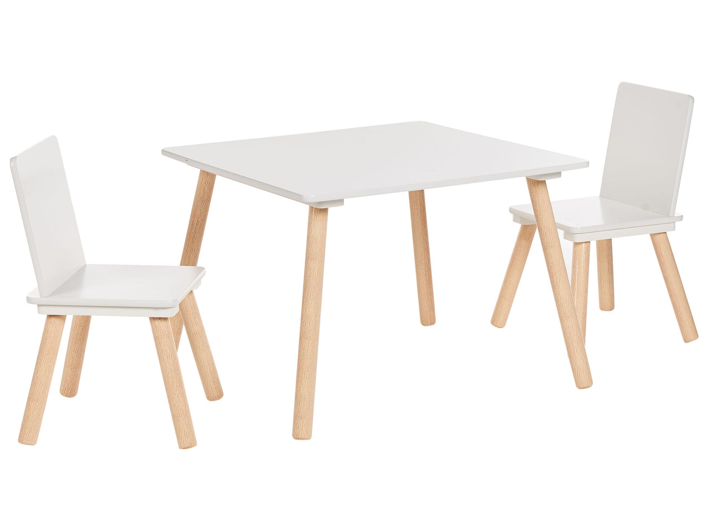 BrightNest Kids 2 Seater Table And Chairs Set White And Light Wood
