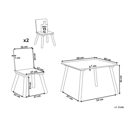 BrightNest Kids 2 Seater Table And Chairs Set White And Light Wood