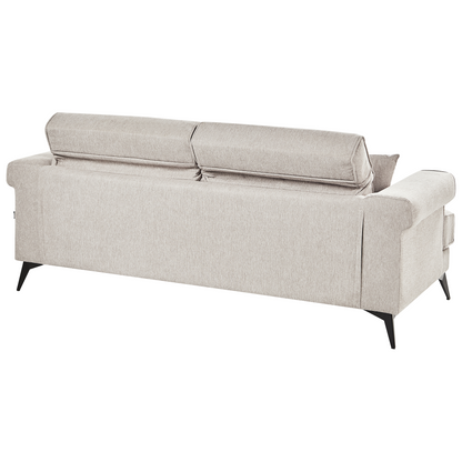 Sofa Set 2 and 3 Seater Taupe Fabric Upholstery with Adjustable Headrests Modern Living Room Furniture