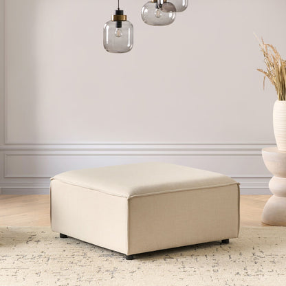 Element Beige Modular Square Ottoman Footstool With Black Legs