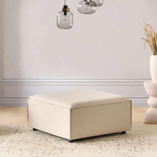 Element Beige Modular Square Ottoman Footstool With Black Legs