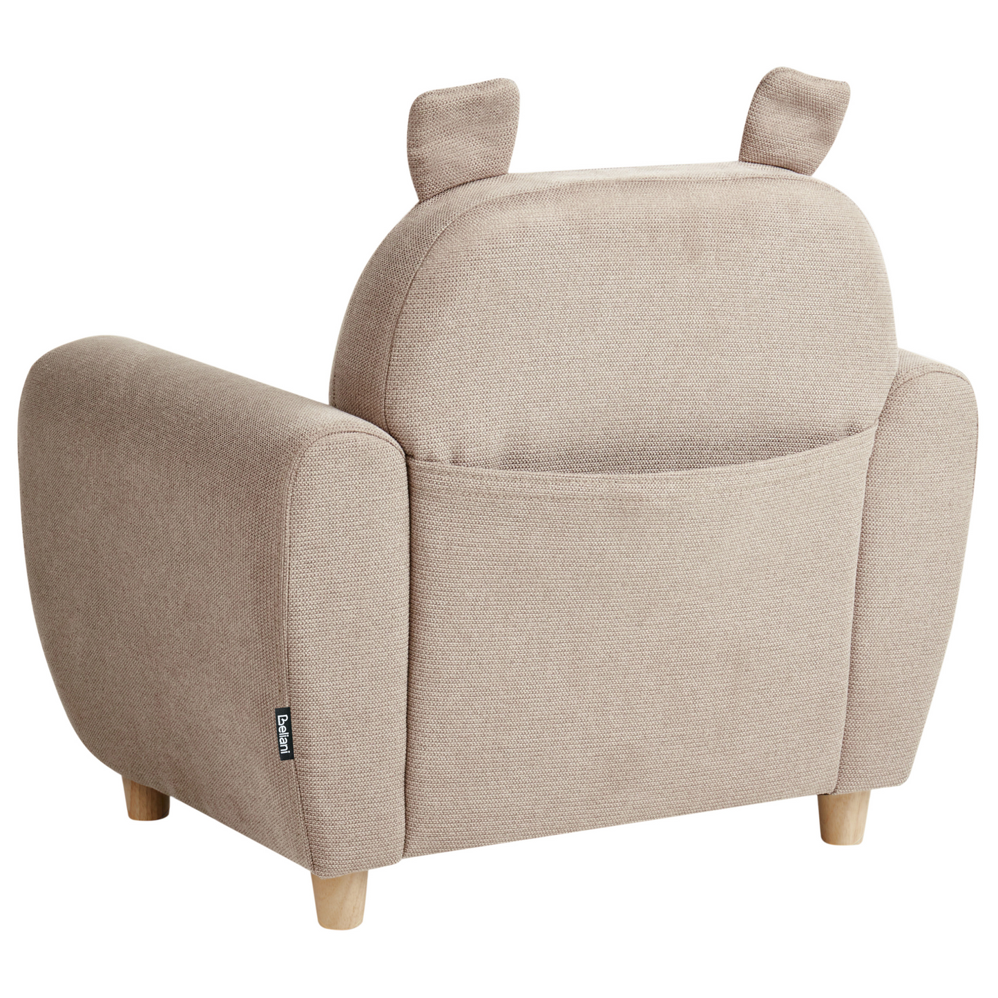 Little Hippo Kids Armchair Taupe Fabric Upholstery With Foam Cushioned Seat And Armrests Modern Design