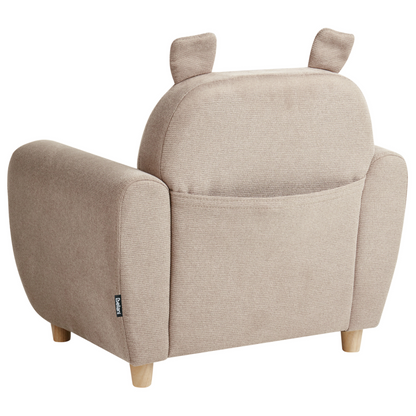 Little Hippo Kids Armchair Taupe Fabric Upholstery With Foam Cushioned Seat And Armrests Modern Design