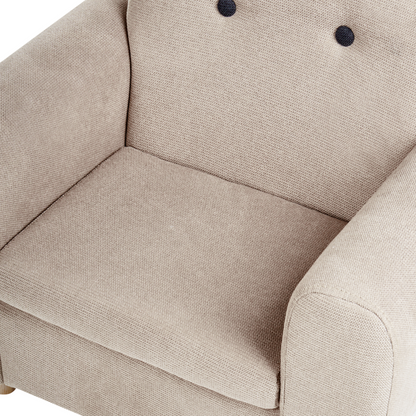 Little Hippo Kids Armchair Taupe Fabric Upholstery With Foam Cushioned Seat And Armrests Modern Design