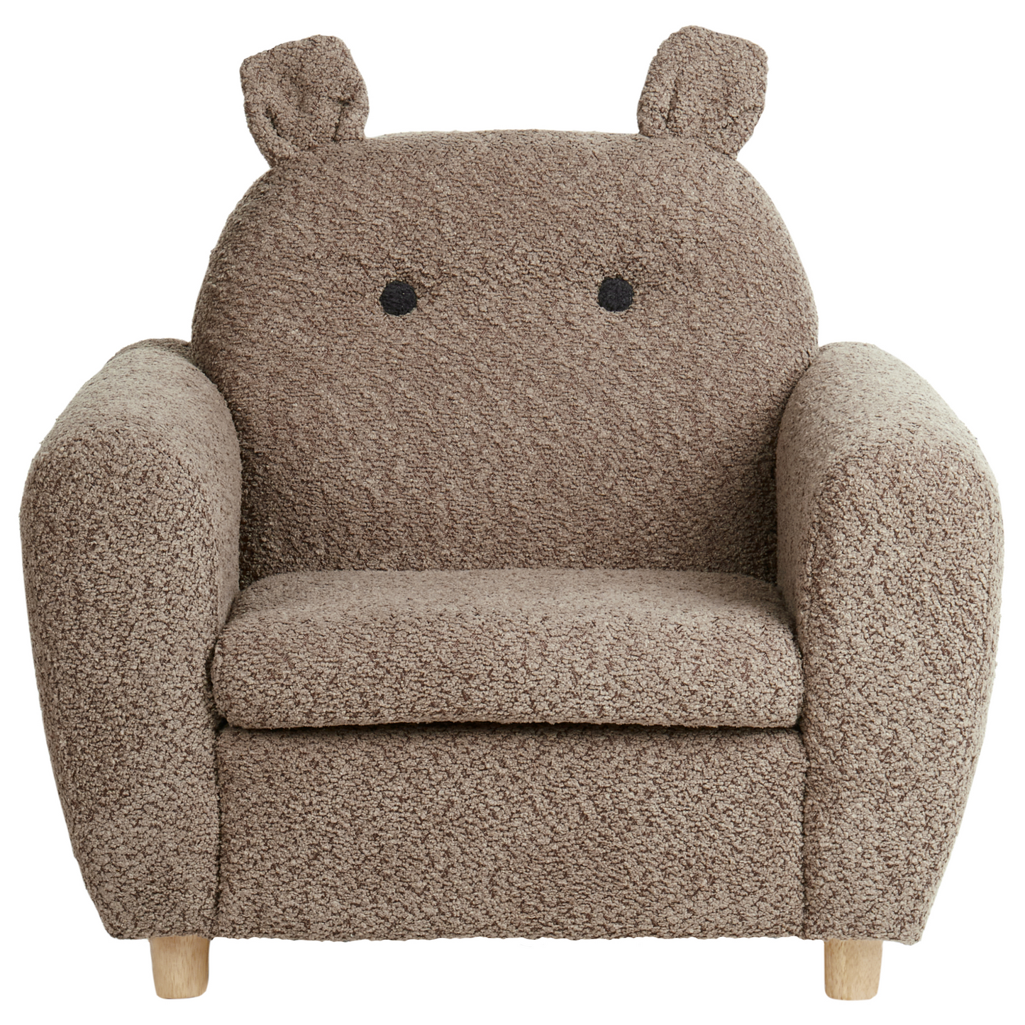 Kids Hippo Boucle Armchair Brown with Armrests