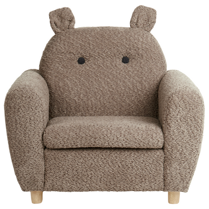 Kids Hippo Boucle Armchair Brown with Armrests