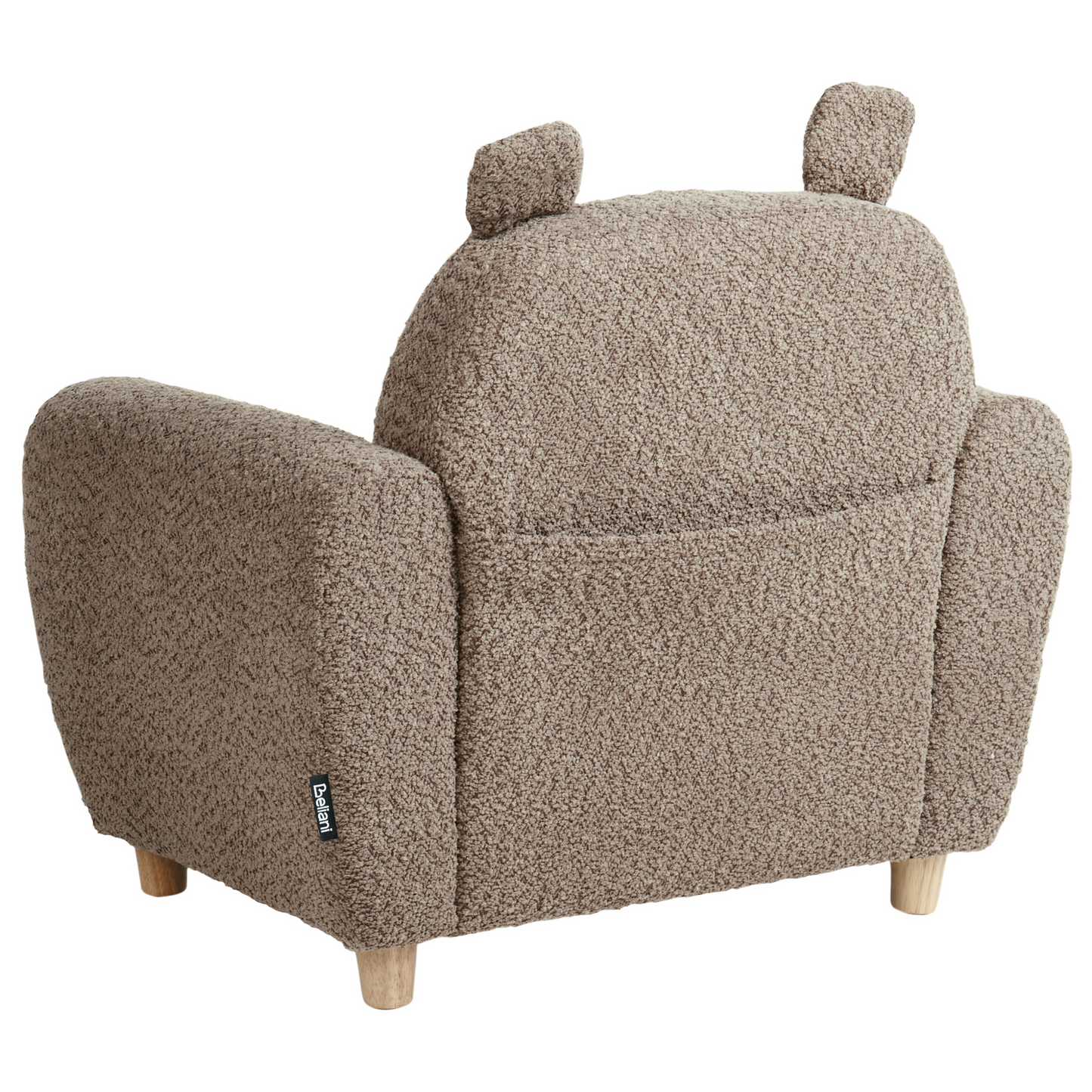 Kids Hippo Boucle Armchair Brown with Armrests