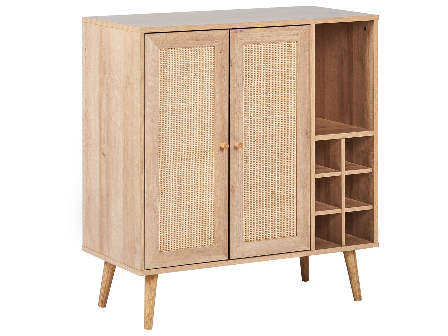 Sideboard Rattan Front 2 Doors Wine Rack Boho Style