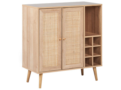 Sideboard Rattan Front 2 Doors Wine Rack Boho Style