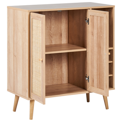 Sideboard Rattan Front 2 Doors Wine Rack Boho Style