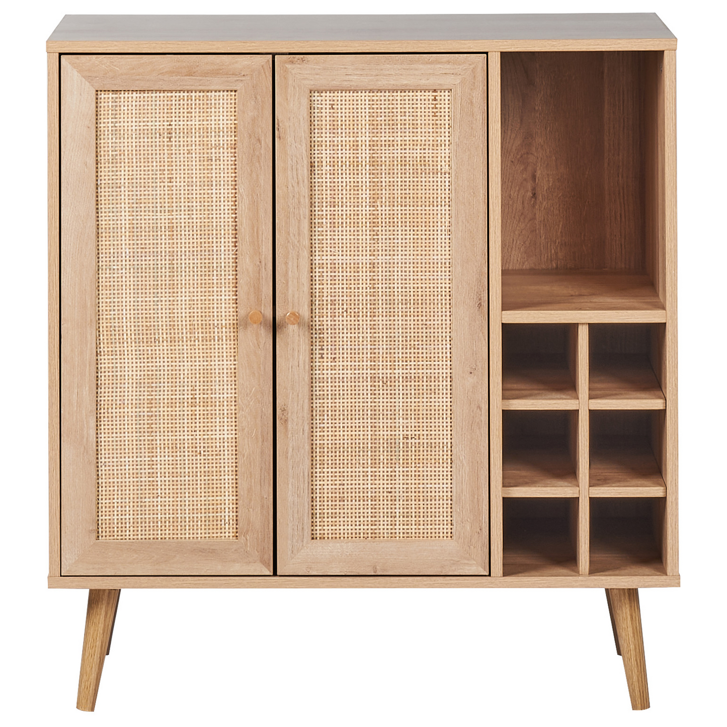 Sideboard Rattan Front 2 Doors Wine Rack Boho Style