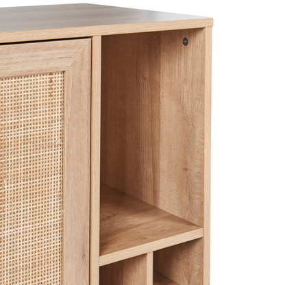 Sideboard Rattan Front 2 Doors Wine Rack Boho Style