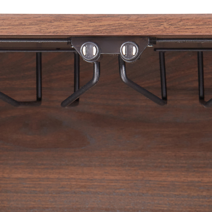 Dark Engineered Wood Sideboard With Glass Fronts 2 Door Shelves And Wine Rack Hallway