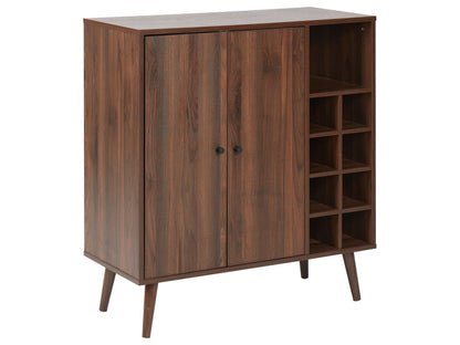 Home Sideboard Dark Engineered Wood 2 Door Wine Rack