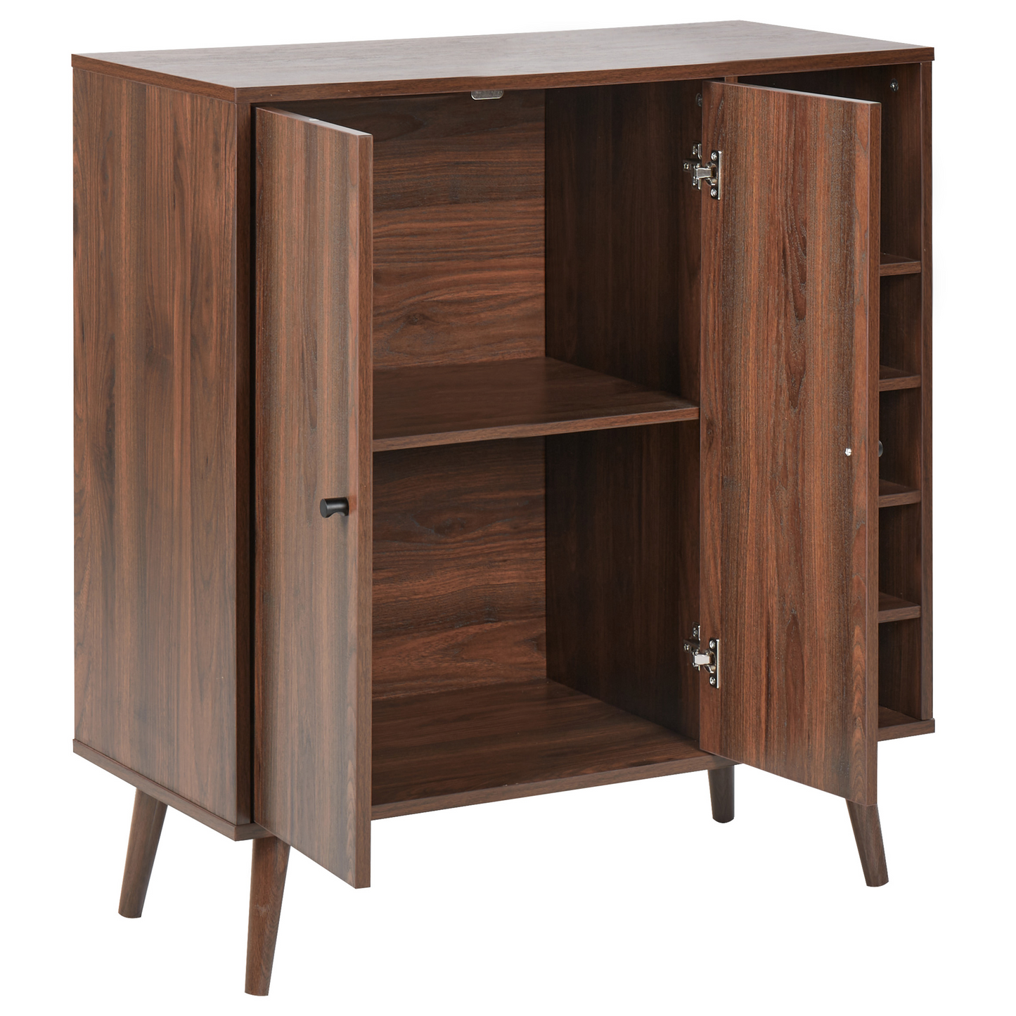 Home Sideboard Dark Engineered Wood 2 Door Wine Rack
