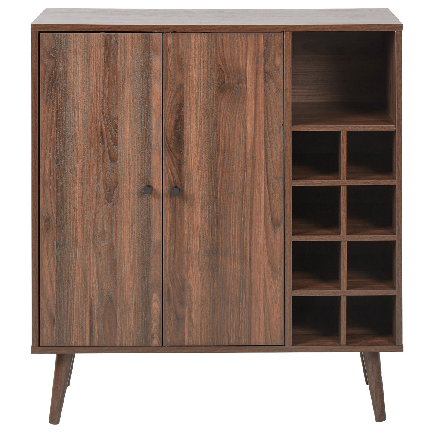 Home Sideboard Dark Engineered Wood 2 Door Wine Rack