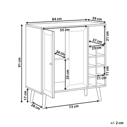 Home Sideboard Dark Engineered Wood 2 Door Wine Rack