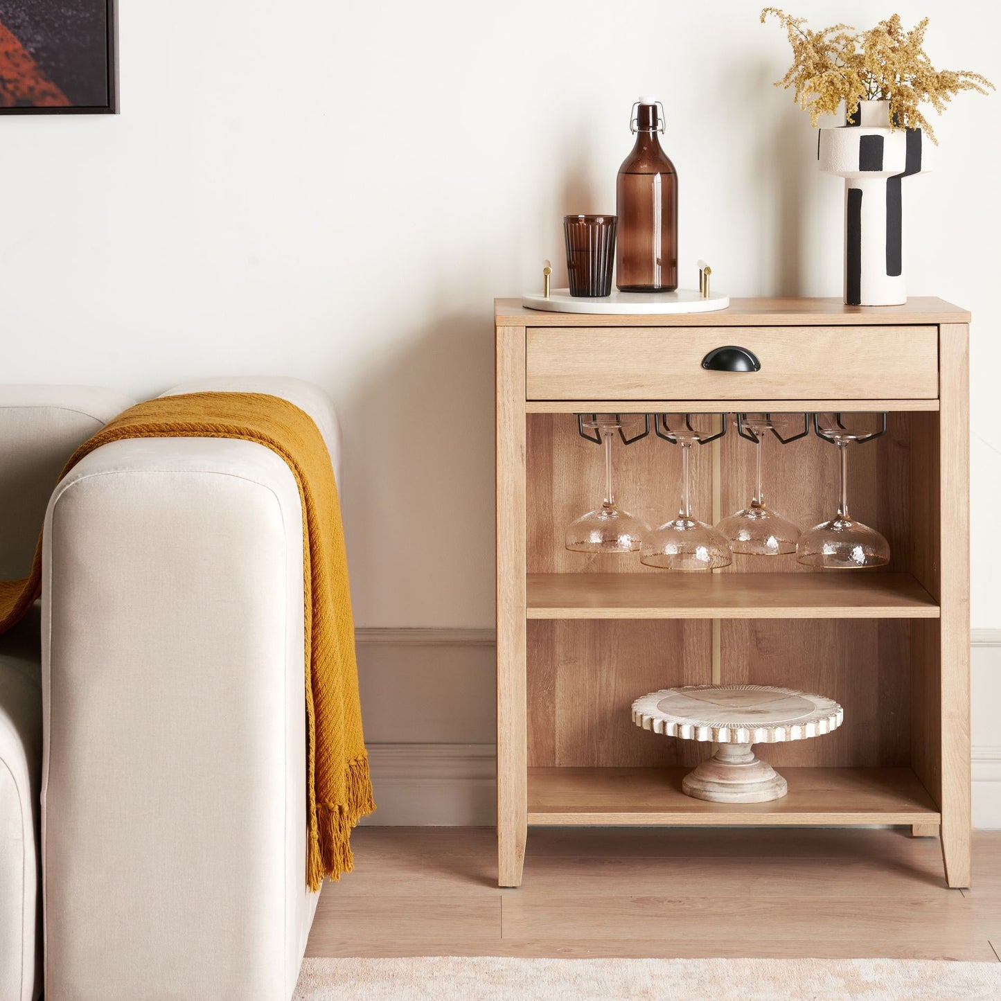Sideboard Light Brown Particle Board Traditional 1 Drawer
