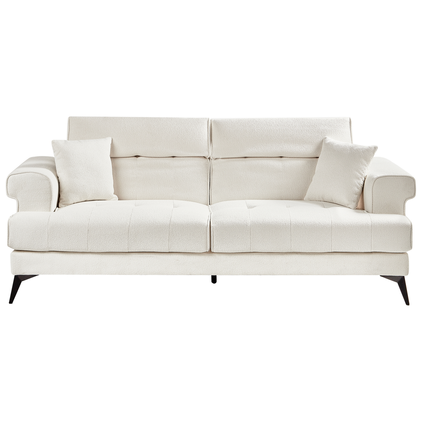 White Boucle Sofa Set 2 and 3 Seaters with Adjust Headrests