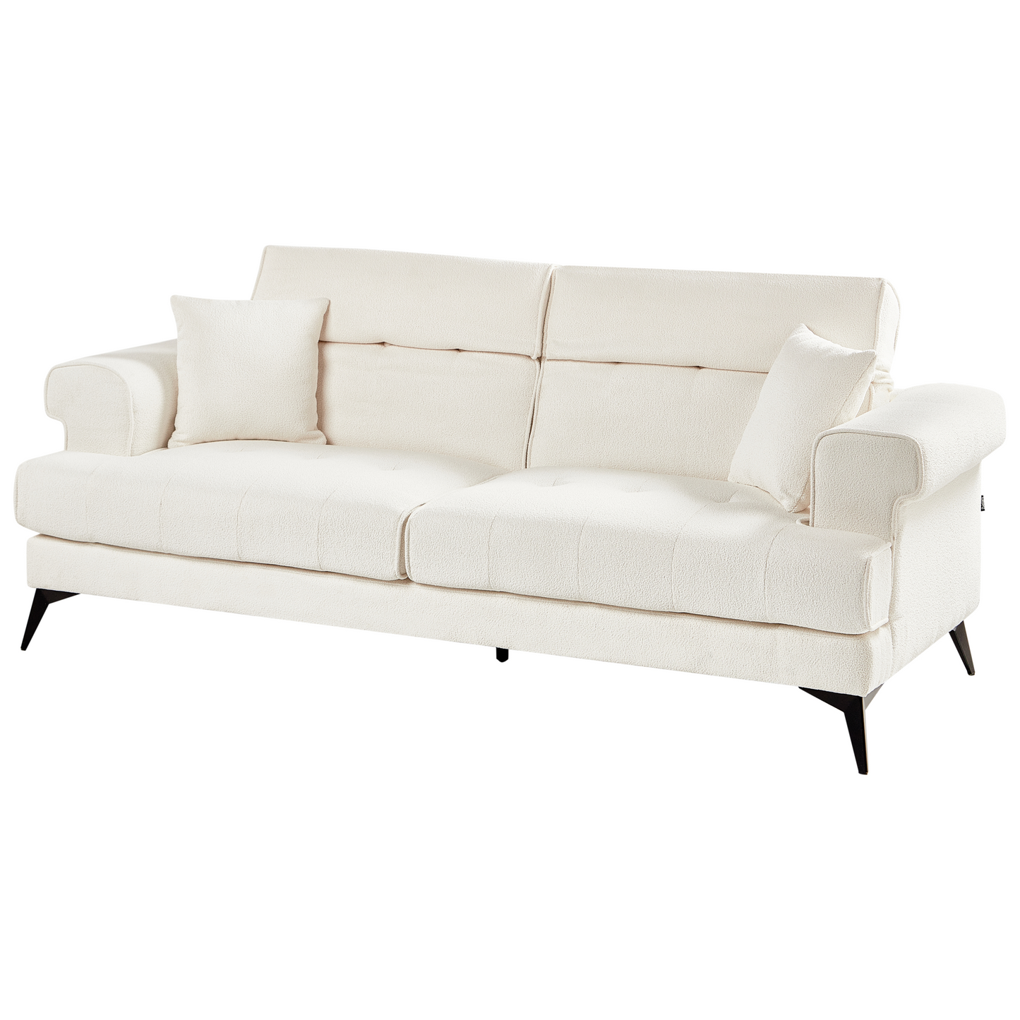 White Boucle Sofa Set 2 and 3 Seaters with Adjust Headrests