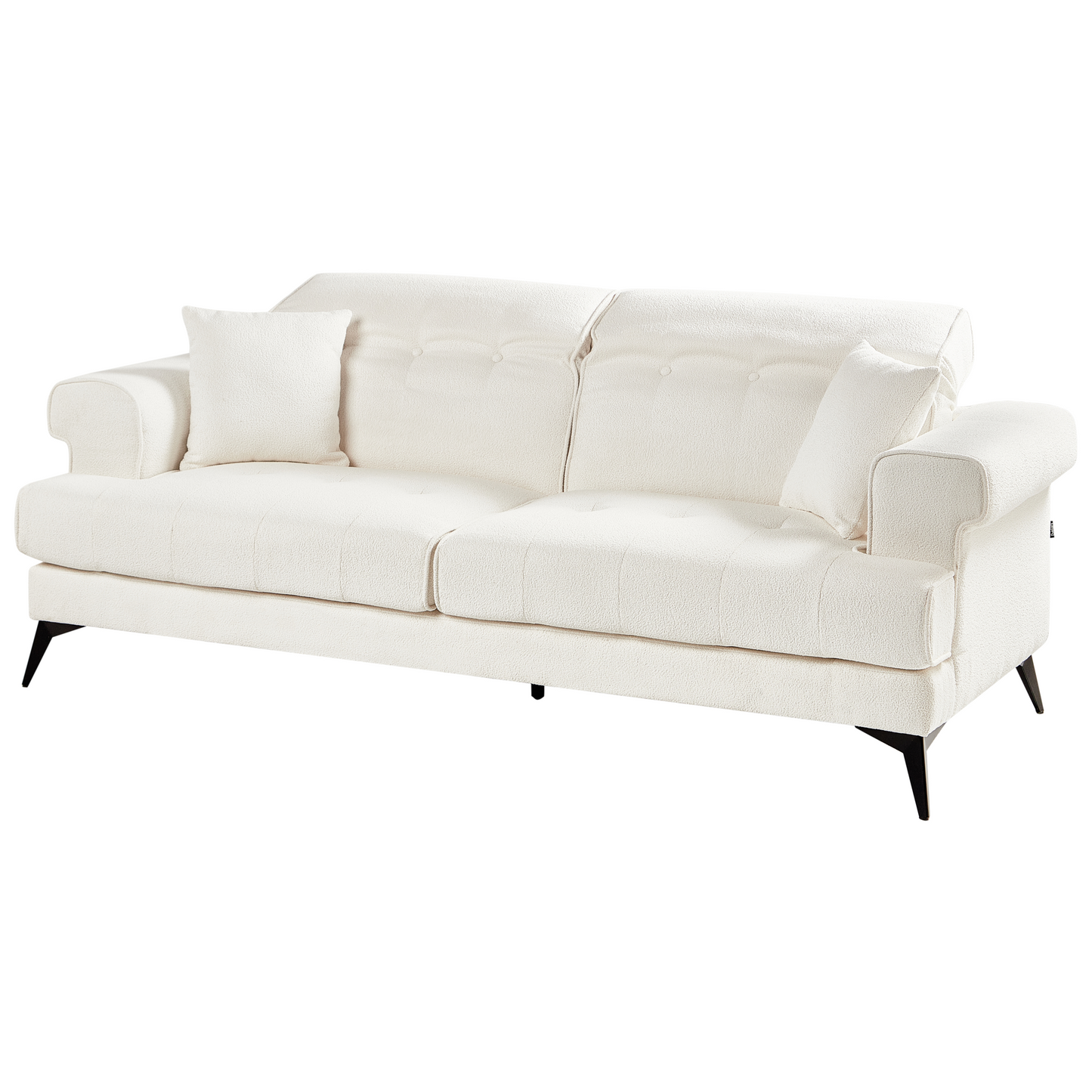 White Boucle Sofa Set 2 and 3 Seaters with Adjust Headrests
