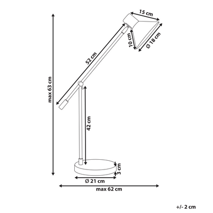 Table Lamp Black Metal Adjustable Shade and Arm