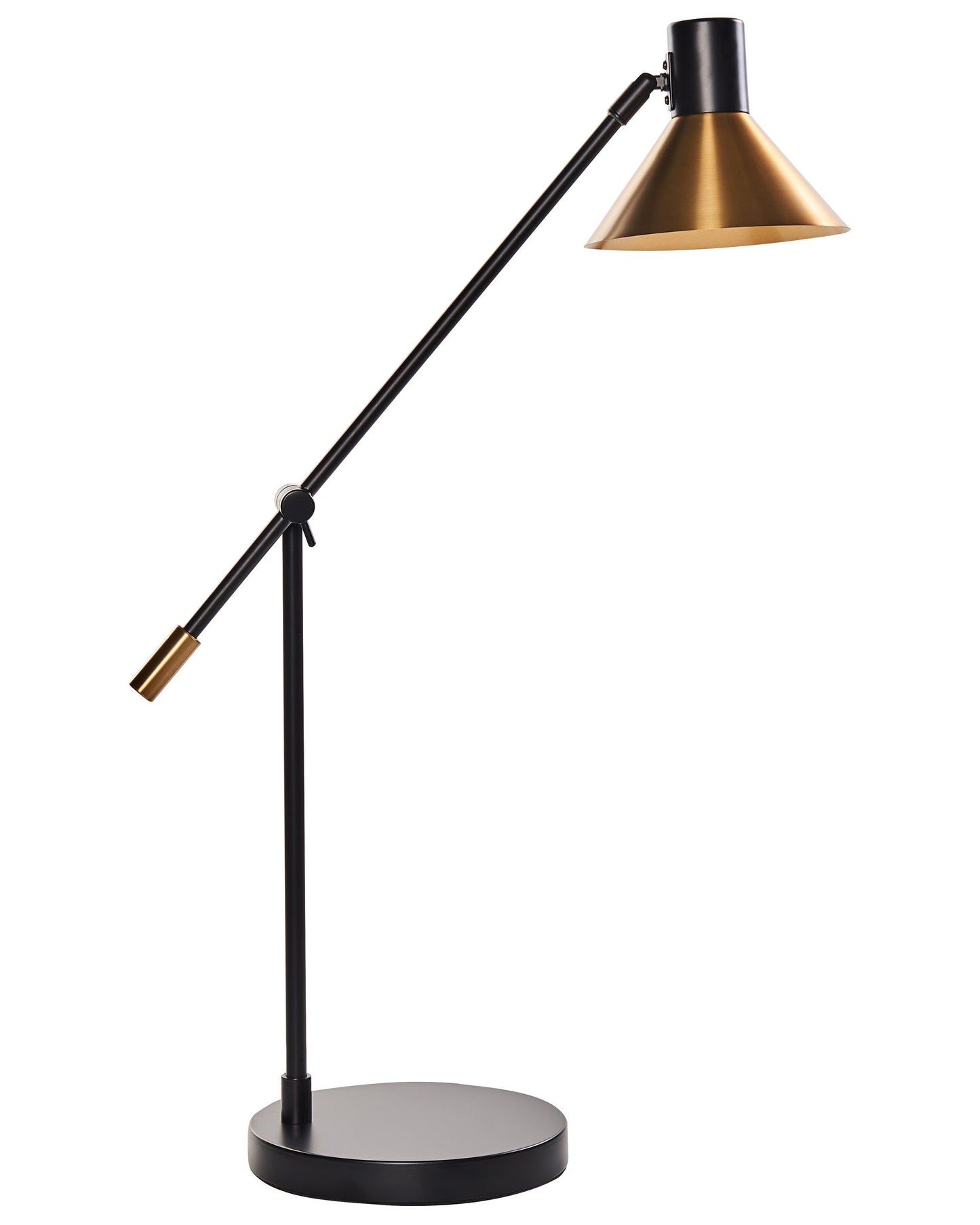Industrial Table Lamp Black And Gold With Adjustable Shade And Arm For Living Room And Bedroom Decor