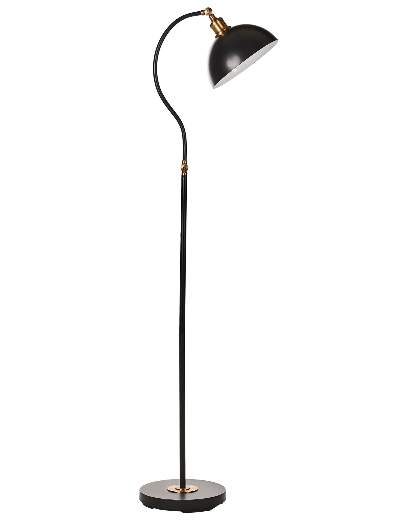 Black Metal Floor Lamp With Adjustable Shade And Arm Switch