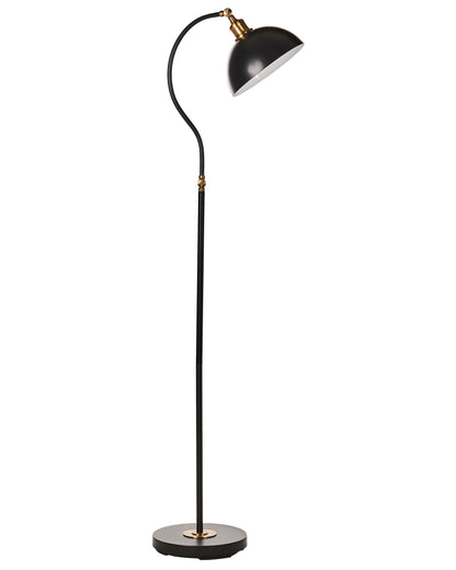Black Metal Floor Lamp With Adjustable Shade And Arm Switch