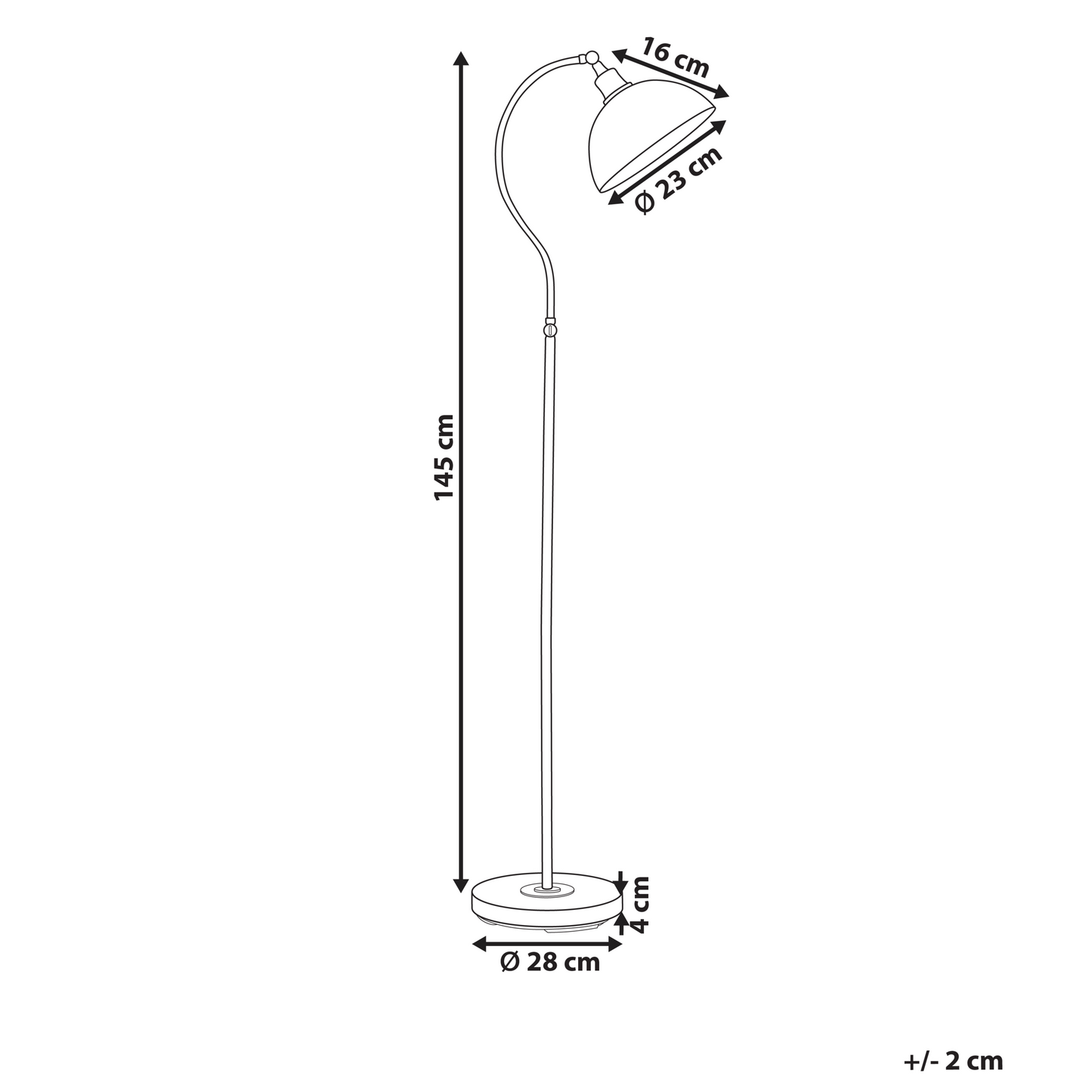 Black Metal Floor Lamp With Adjustable Shade And Arm Switch