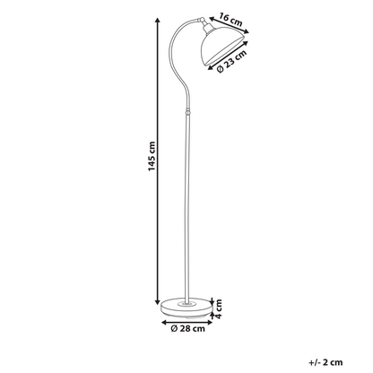 Black Metal Floor Lamp With Adjustable Shade And Arm Switch