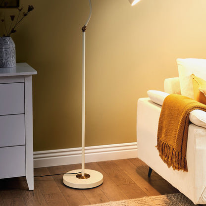 Lighting Floor Lamp Beige Metal Adjustable Shade And Arm On Off Switch Industrial Design For Living Room