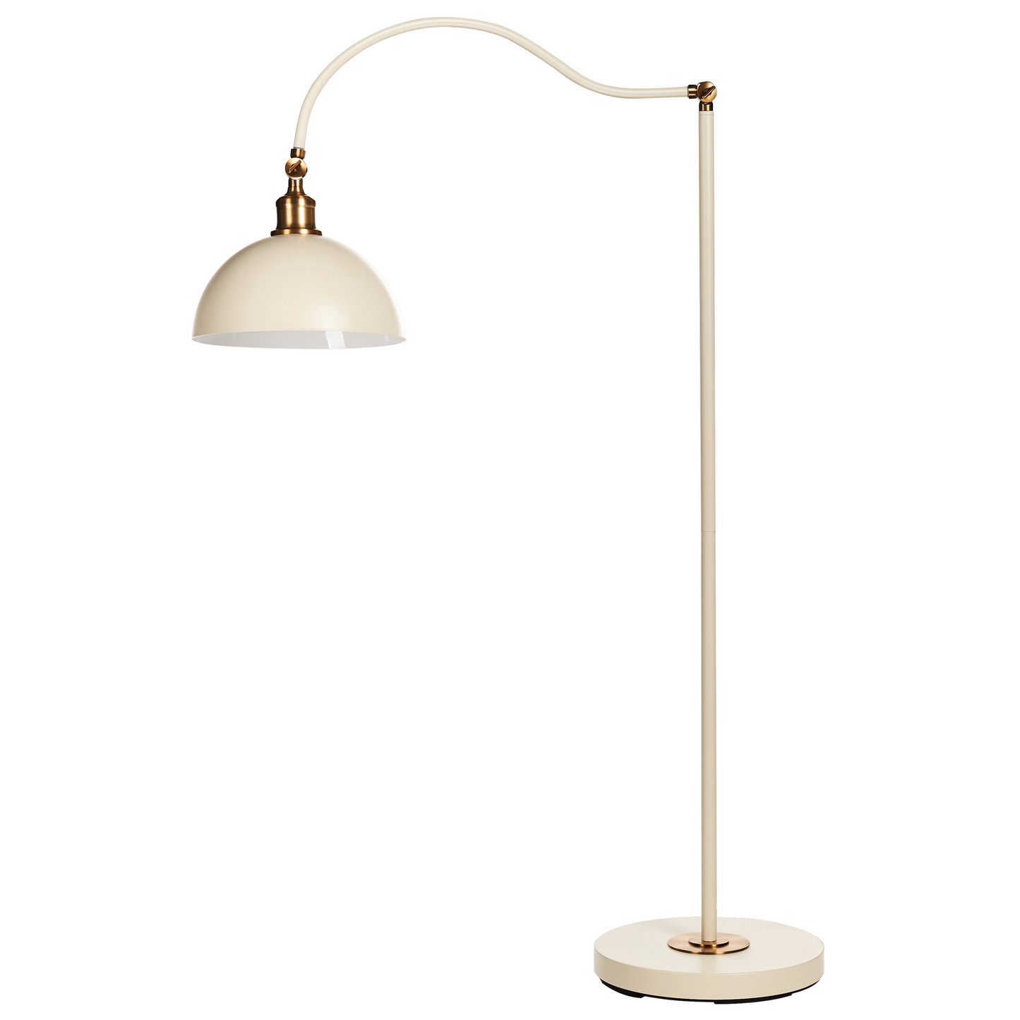 Lighting Floor Lamp Beige Metal Adjustable Shade And Arm On Off Switch Industrial Design For Living Room