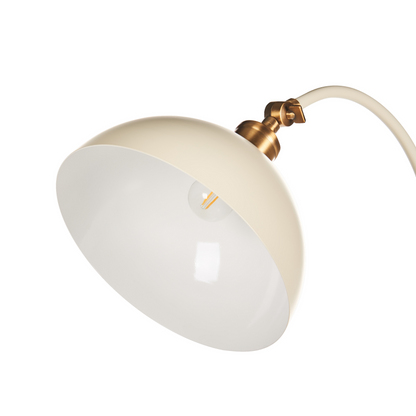 Lighting Floor Lamp Beige Metal Adjustable Shade And Arm On Off Switch Industrial Design For Living Room