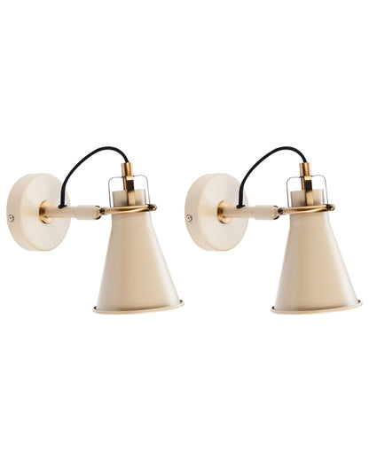 Beige Industrial Wall Lamps Set of 2 Adjustable Shades
