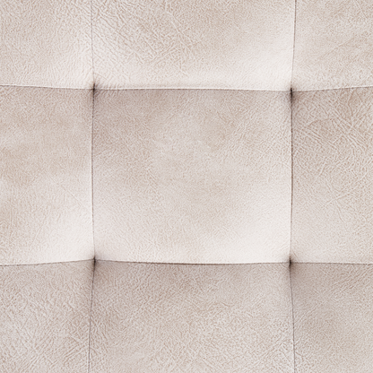 Beige Faux Leather Tufted Footstool With Metal Legs