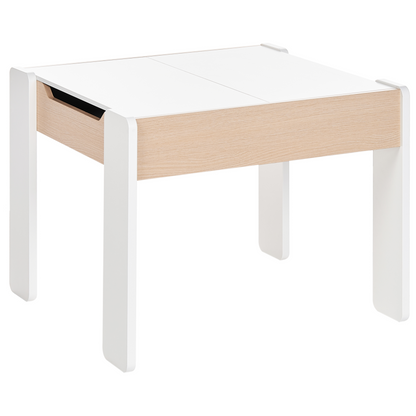 BrightNest Kids 2-Seater Table Set White Wood With Reversible Tabletop