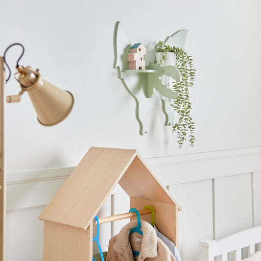 DinoNest Dinosaur Wall Shelf Light Green MDF