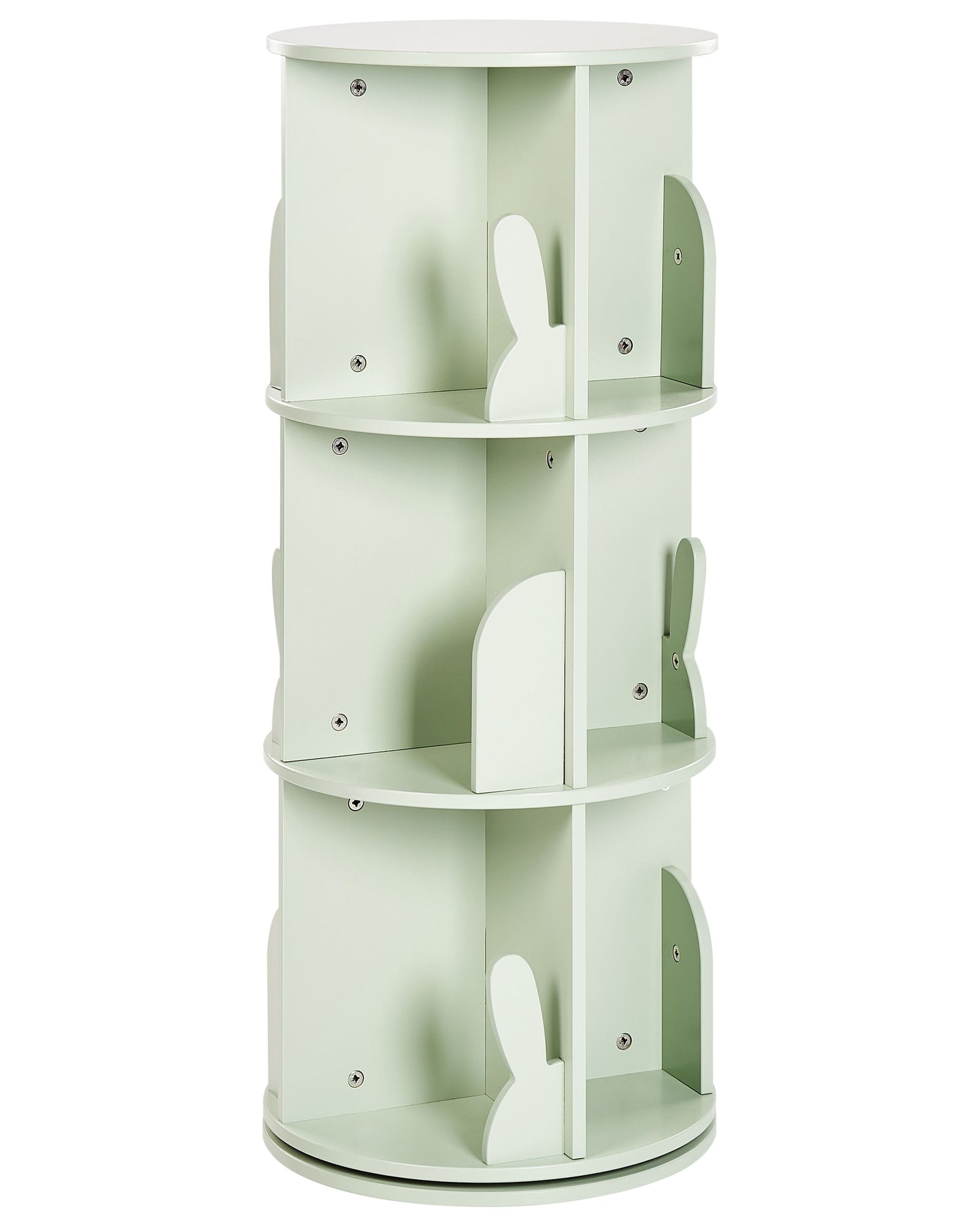 BunnyNest Rotating Bookshelf Light Green 3 Tier Bunny Motif