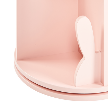 KinderNest Rotating Bookshelf Pastel Pink 3 Tier Bunny Motif