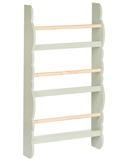 BrightNest Wall Bookshelf Light Green 3 Tier Pine Wood