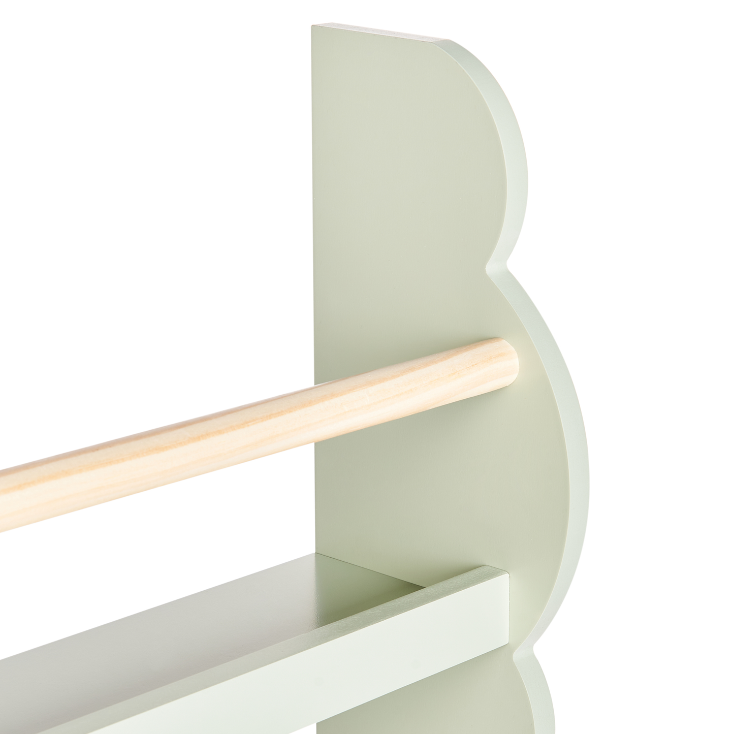 BrightNest Wall Bookshelf Light Green 3 Tier Pine Wood