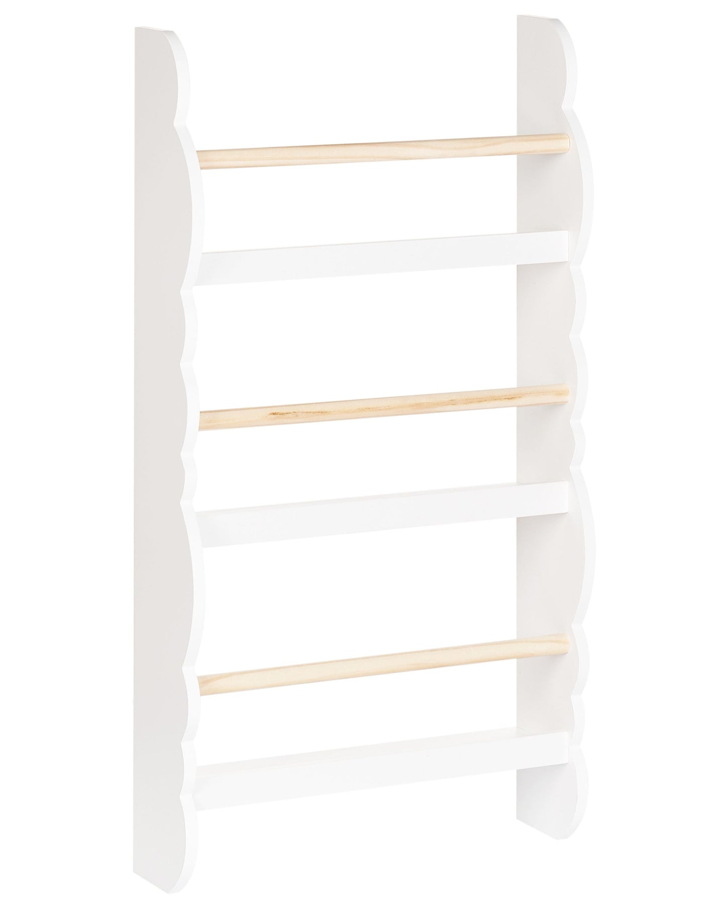 Everwood Wall Bookshelf White 3 Tier Pine Wood MDF For Kids Room Space Saving Design